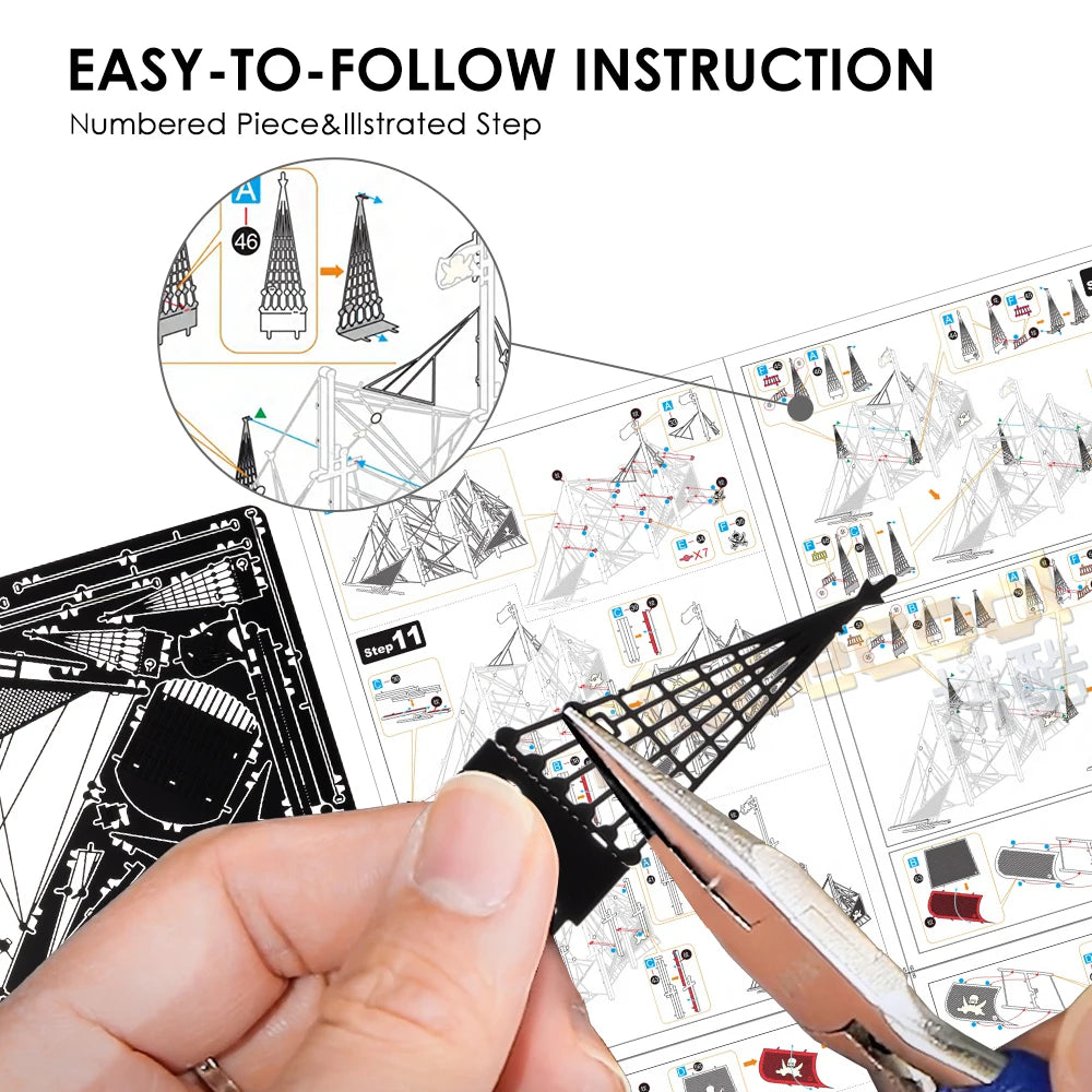 Piececool 3D Metal Puzzle Building Blocks Black Pearl Model DIY Assemble Jigsaw Toy ,Christmas Birthday Gifts for Adults