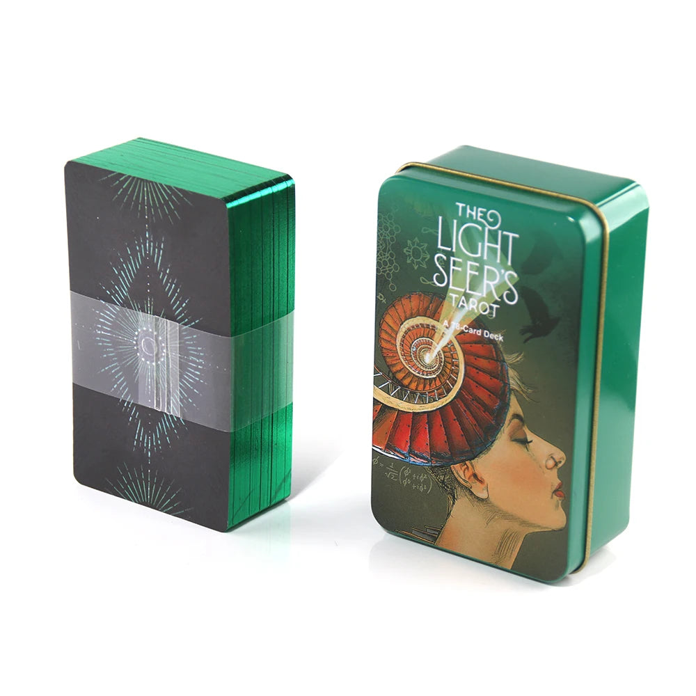Light Seer's Tarot in a Tin Metal Box High Quality 78 Cards Gilded Edge with Paper Guidebook