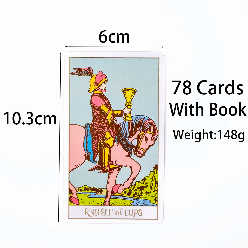 Pink Border Tarot Card Deck with Guidebook 78Pcs English Version Family Gathering Divination Deck Board Game Cards 10.3*6cm