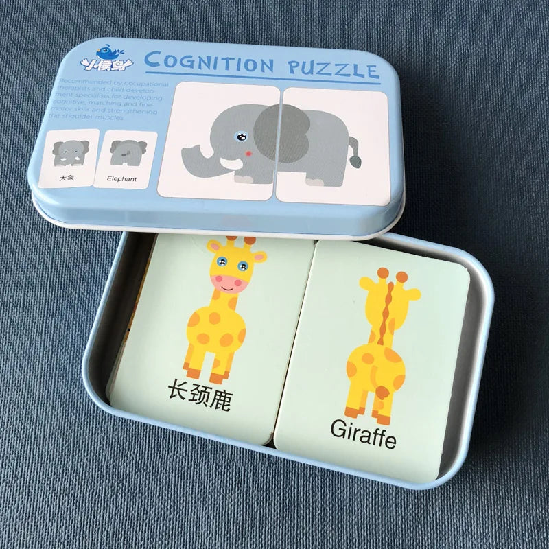 Baby Puzzle Montessori Educational Toys Wood 3D Puzzle Games Iron Box children Puzzles Jigsaw Wooden Puzzles For Kids 2 3 4 Year