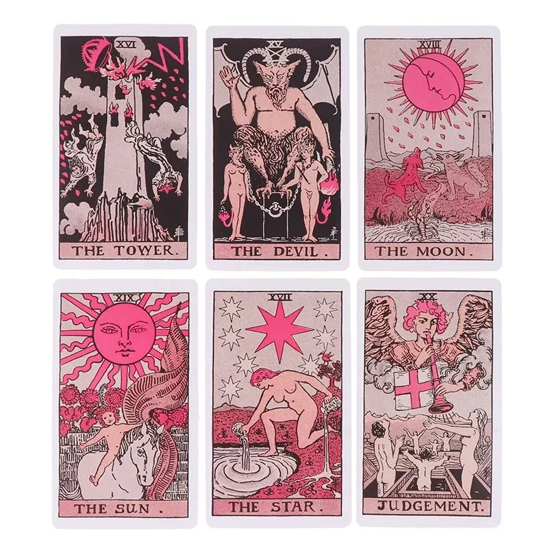 Pink Rider Waite Tarot Cards Deck Set for Beginners Prophecy Divination Deck Family Party Board Fate Card Fortune Telling Game