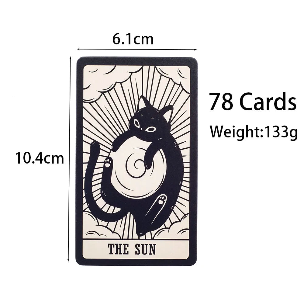 Kitten Tarot Deck 78Pcs Cute Black and White  For Beginners  Version Mysterious Board Game Fun Fortune telling Kit