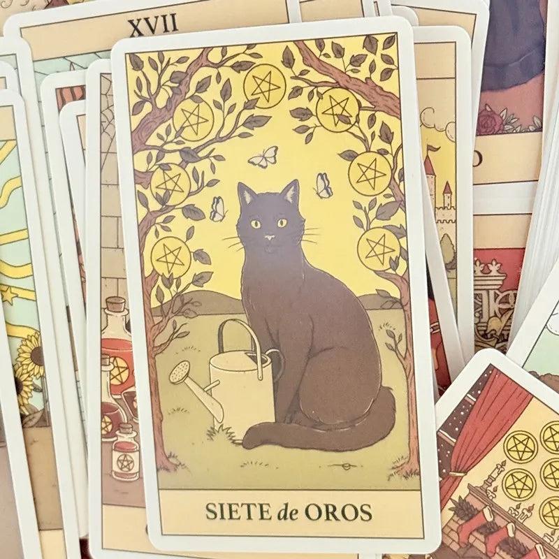 El Tarot De Los Gatos Cards 78 cartas del tarot Spanish Edition Cats Rule Earth Divination Deck Borad Playing Games