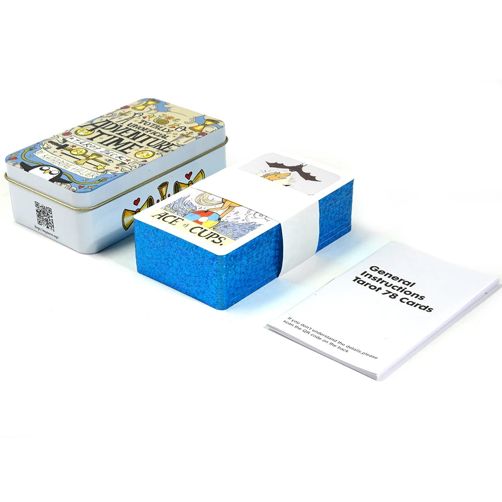 Adventures time Tarot 78pcs Cards in a Tin Metal Box Gold plated Edge Tarot Cards For Divination Tarot Deck Beautiful Package