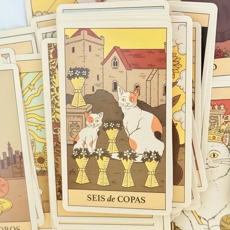 El Tarot De Los Gatos Cards 78 cartas del tarot Spanish Edition Cats Rule Earth Divination Deck Borad Playing Games