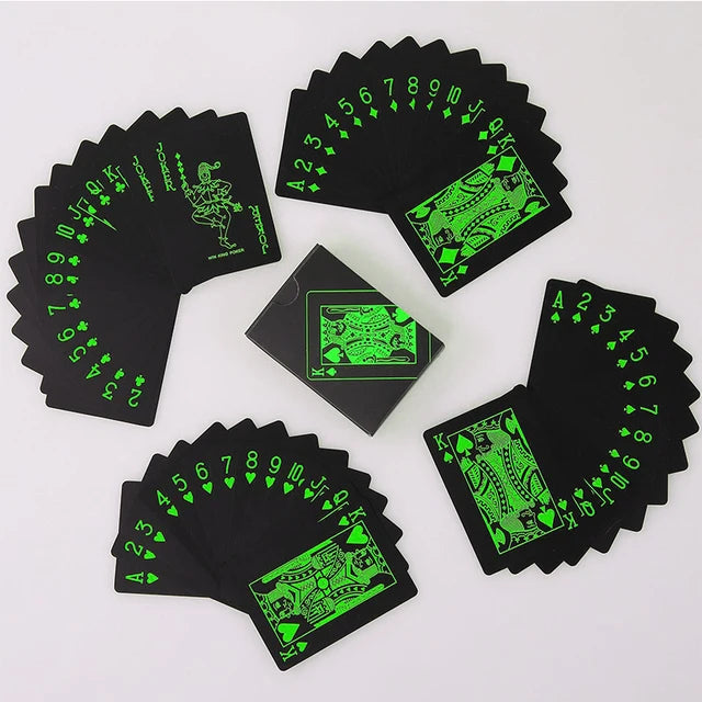 Waterproof PVC Pure Black Magic Box-Packed Plastic Playing Cards 54pcs Cards Set Deck Poker Classic Magic Tricks Tool Board Game