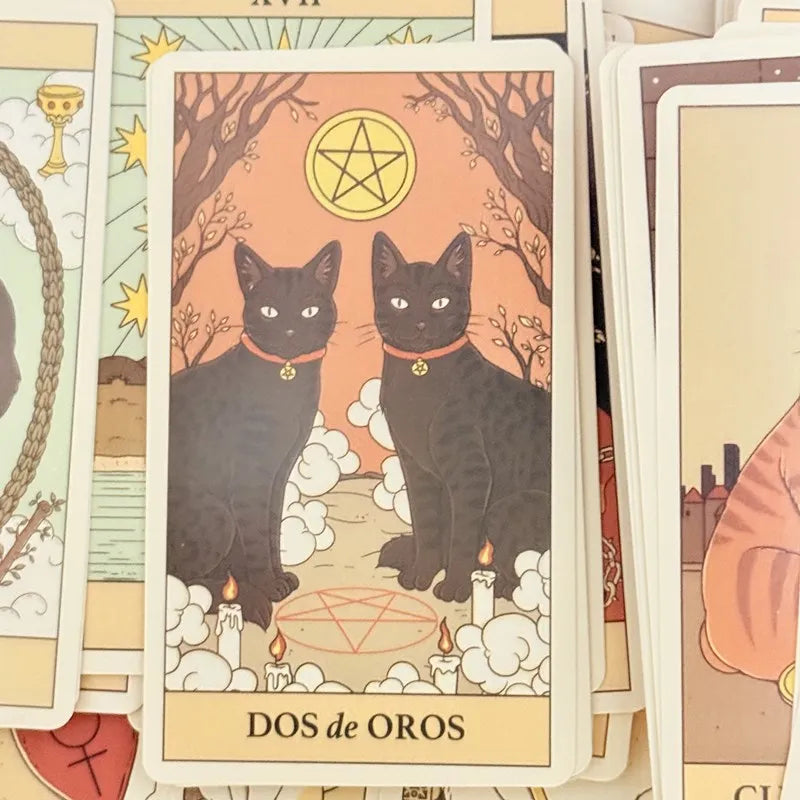 El Tarot De Los Gatos Cards 78 cartas del tarot Spanish Edition Cats Rule Earth Divination Deck Borad Playing Games