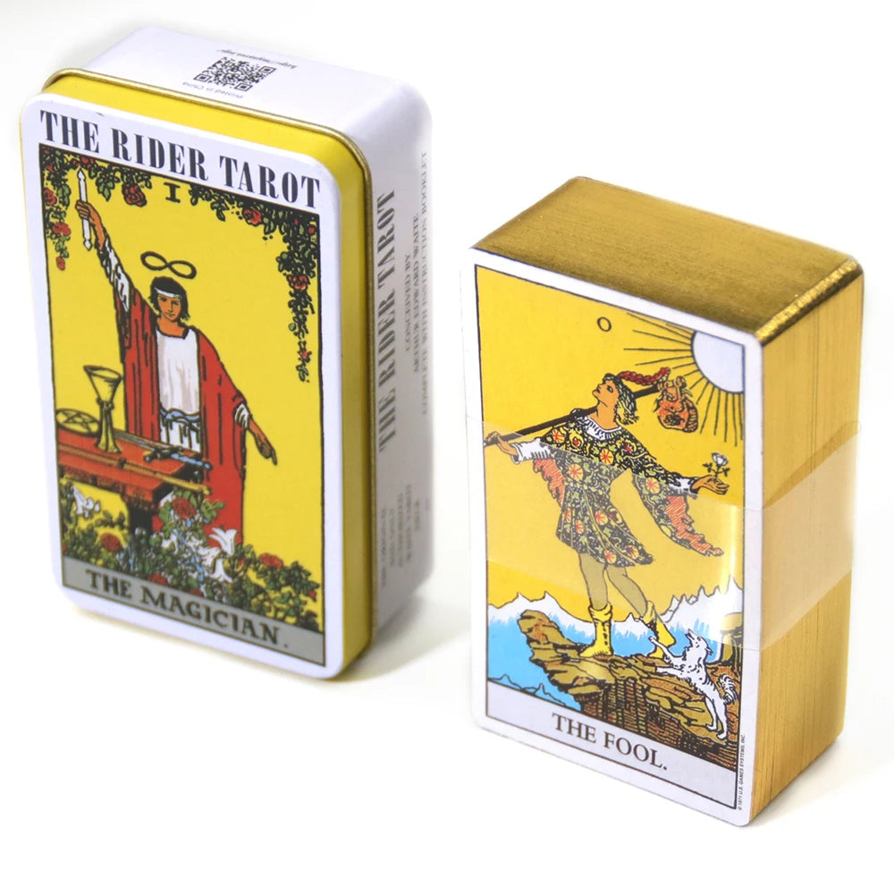 Adventures time Tarot 78pcs Cards in a Tin Metal Box Gold plated Edge Tarot Cards For Divination Tarot Deck Beautiful Package