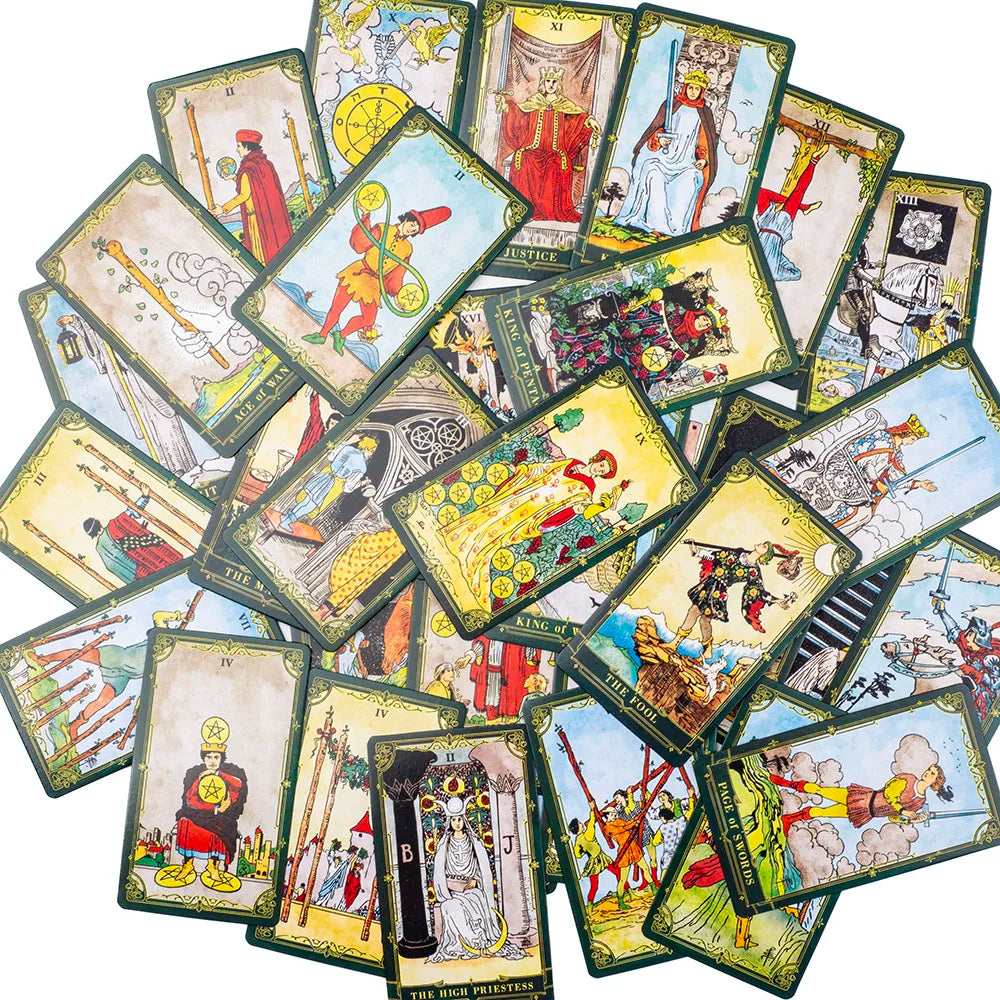A.E.Classic Tarot Cards with Guidebook Color Edged Fortune Telling Deck for Fate Divination and Party Board Games 10.3x6.1cm