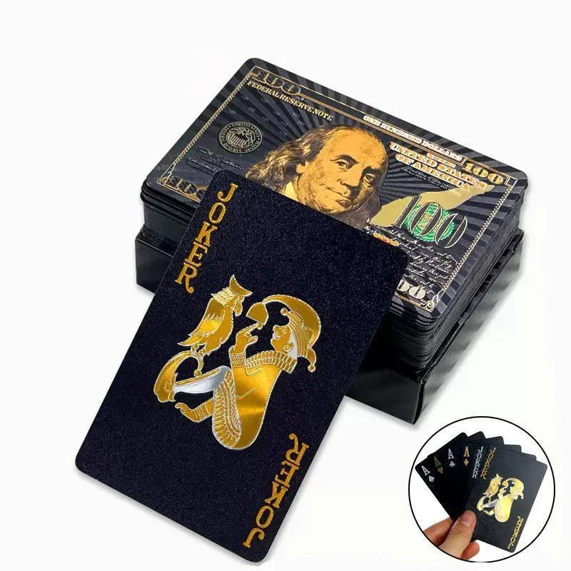 Poker Playing Card Waterproof Black Gold Game Card Group PVC Suit Magic Dmagic Package Board Game Gift Collection