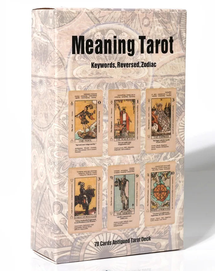 Tarot Card With Meaning On Them Beginner Tarot Keyword Antiqued Tarot Deck Learn Tarot 78 Cards Reversed