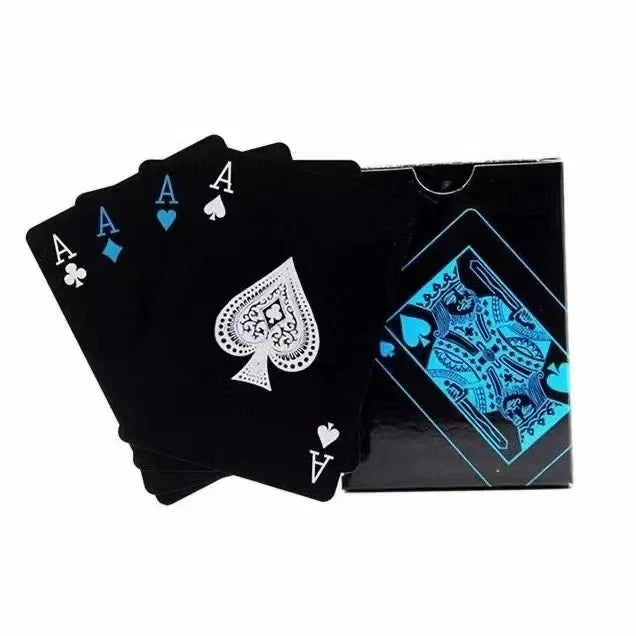 Waterproof PVC Pure Black Magic Box-Packed Plastic Playing Cards 54pcs Cards Set Deck Poker Classic Magic Tricks Tool Board Game