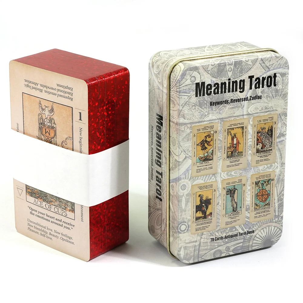 Adventures time Tarot 78pcs Cards in a Tin Metal Box Gold plated Edge Tarot Cards For Divination Tarot Deck Beautiful Package