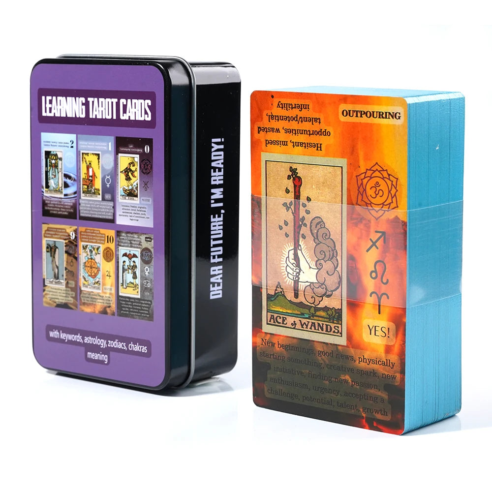 Adventures time Tarot 78pcs Cards in a Tin Metal Box Gold plated Edge Tarot Cards For Divination Tarot Deck Beautiful Package