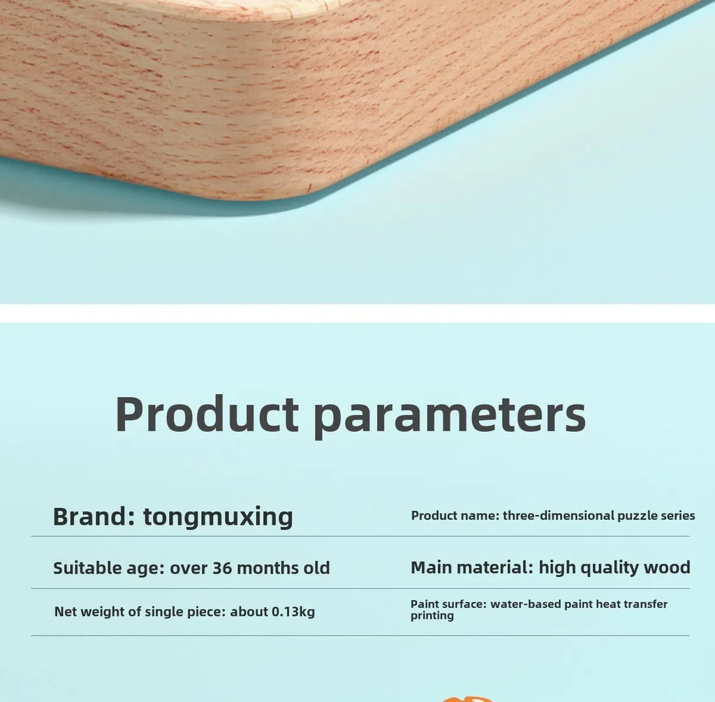 Montessori Cartoon 3D Wooden Puzzle Animal Traffic Jigsaw Toys for Kids Early Learning Educational Cognitive Game Children Gifts