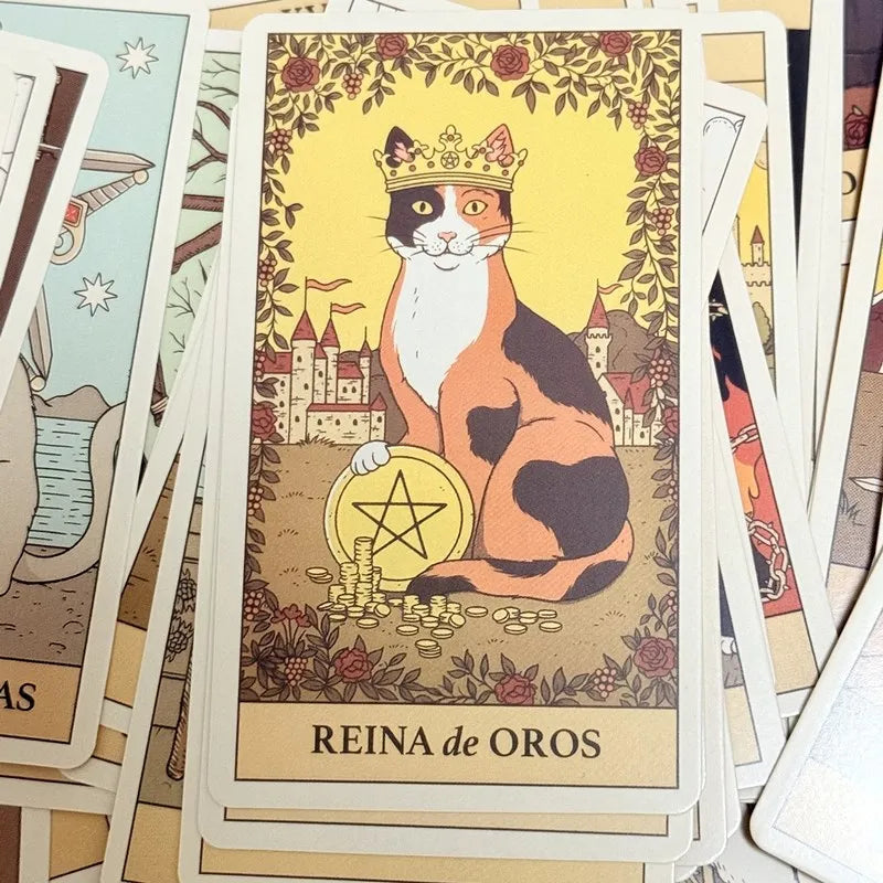 El Tarot De Los Gatos Cards 78 cartas del tarot Spanish Edition Cats Rule Earth Divination Deck Borad Playing Games