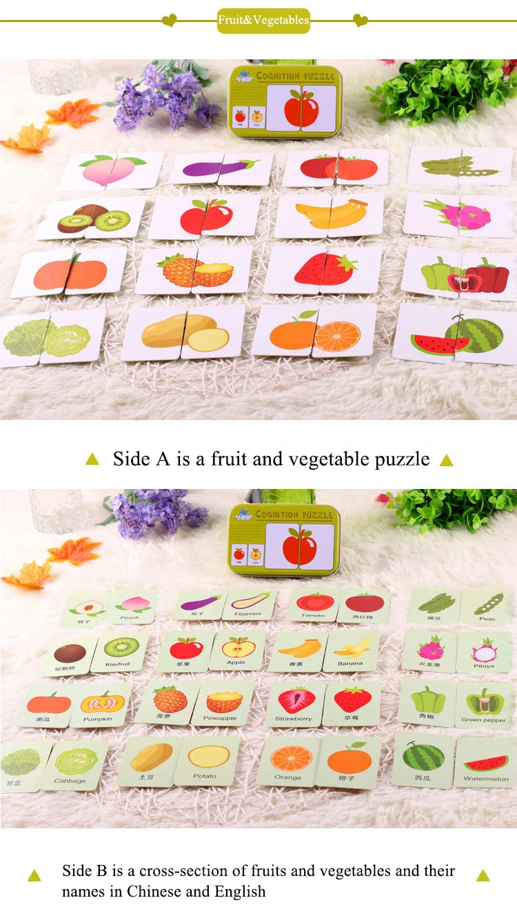 Baby Puzzle Montessori Educational Toys Wood 3D Puzzle Games Iron Box children Puzzles Jigsaw Wooden Puzzles For Kids 2 3 4 Year