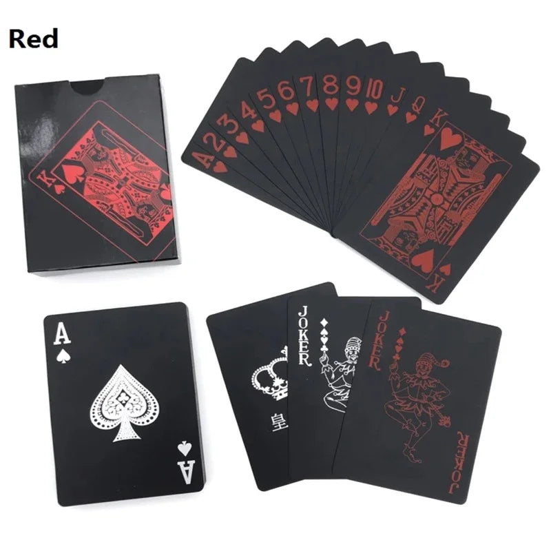 High Quality 1 Set Black Foil Plated Poker Cards Waterproof Playing Card Limited Edition Collection Magic Poker Creative Gift