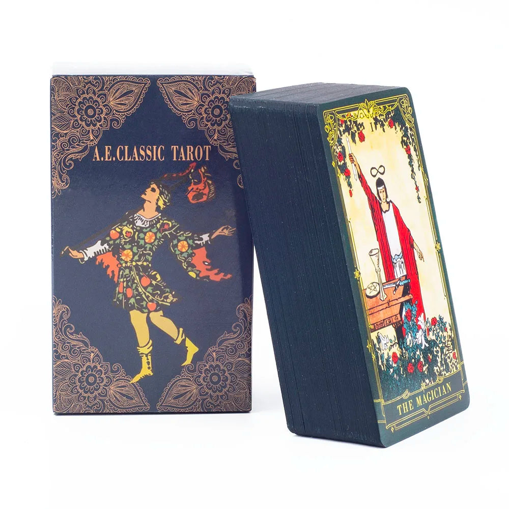 A.E.Classic Tarot Cards with Guidebook Color Edged Fortune Telling Deck for Fate Divination and Party Board Games 10.3x6.1cm