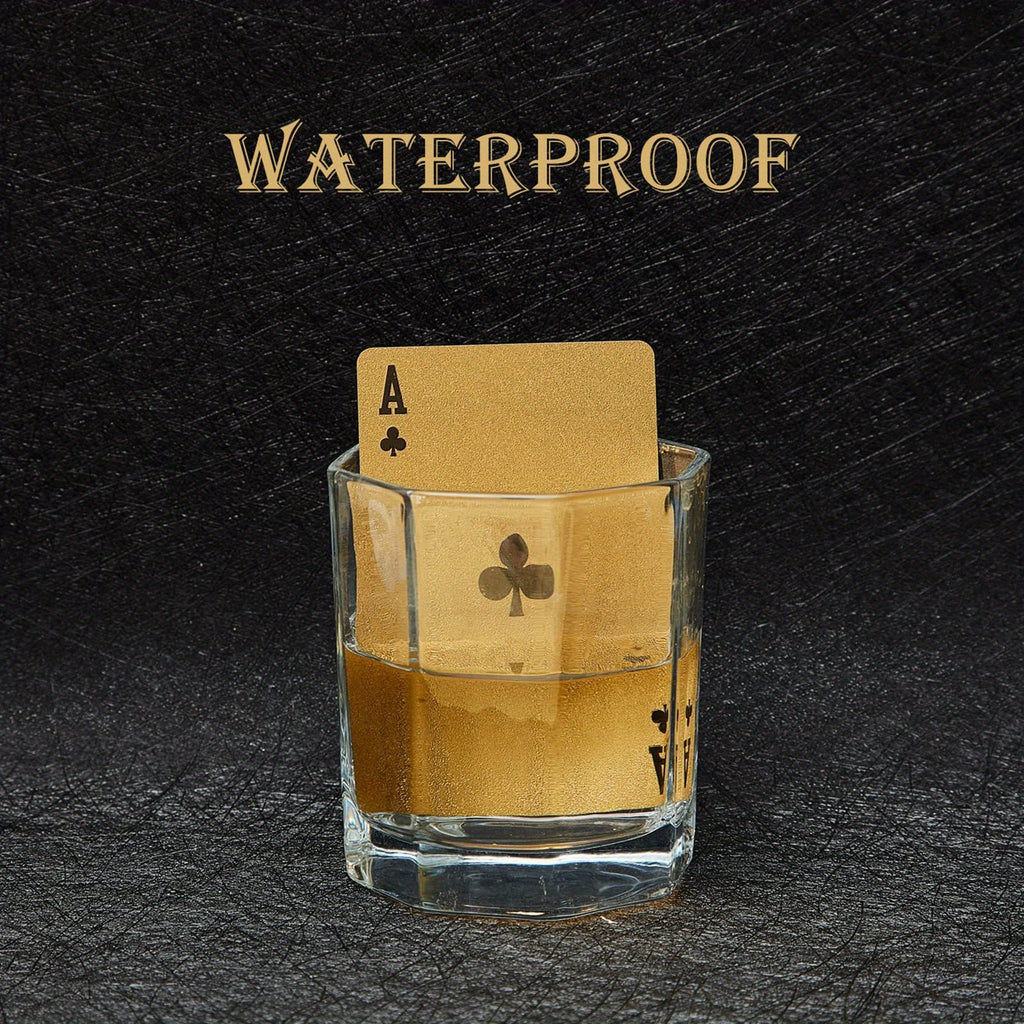 Premium Waterproof Plastic PET Poker Cards - Perfect For Family Game Nights & Parties (Black & Golden）Christmas Gift Christmas