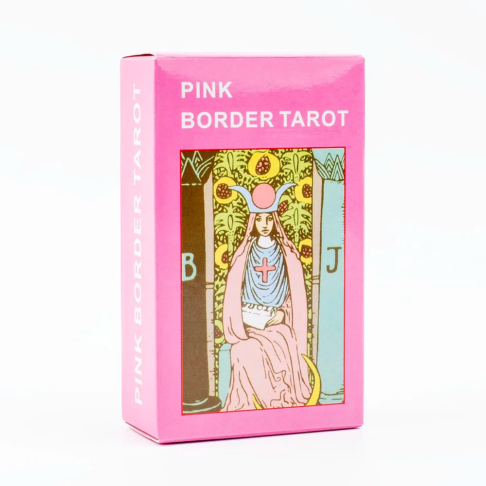 Pink Border Tarot Card Deck with Guidebook 78Pcs English Version Family Gathering Divination Deck Board Game Cards 10.3*6cm