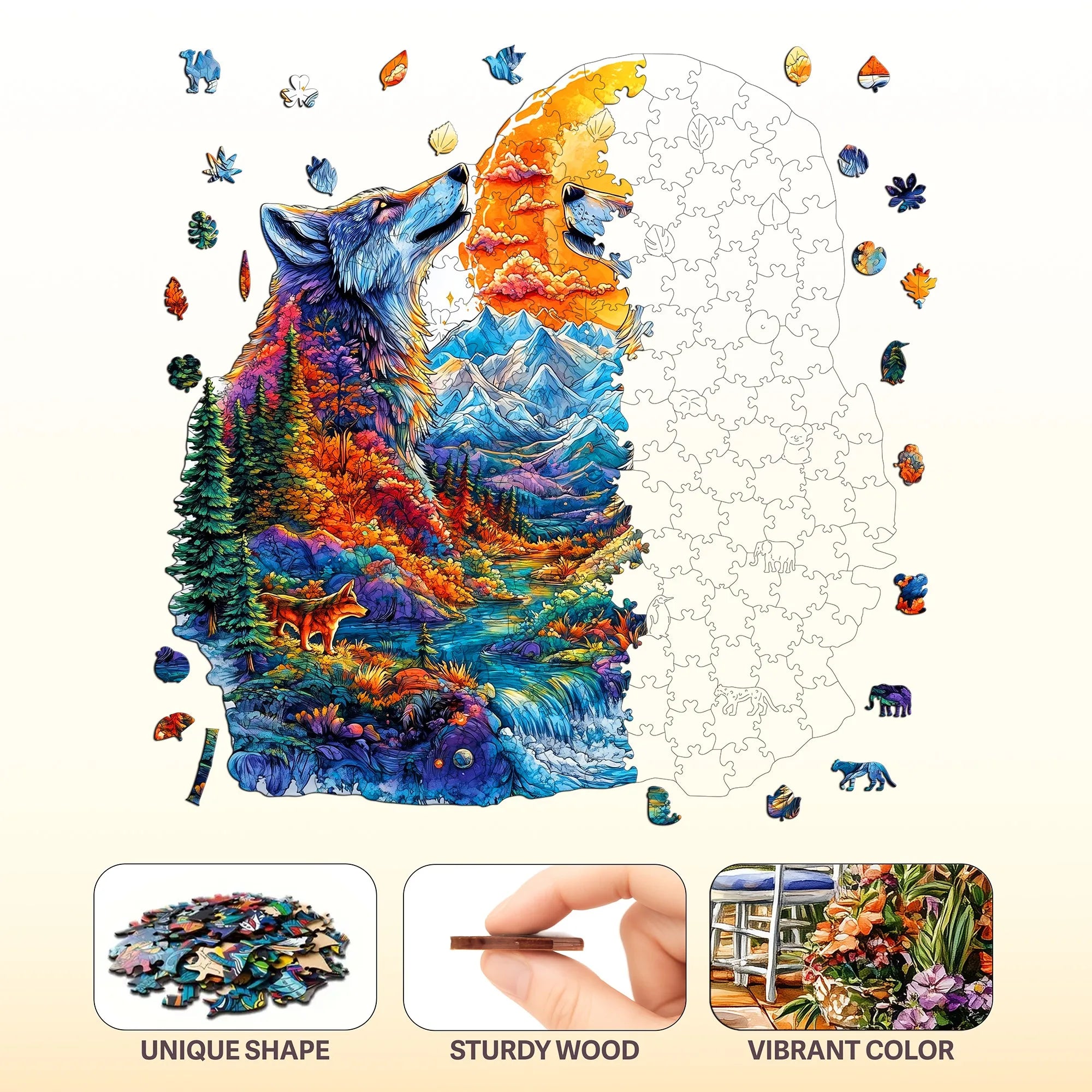 Fantasy Themed Wooden Puzzle Interesting Style Wooden Decor Christmas and Halloween Gift Toy for Teen and Kid