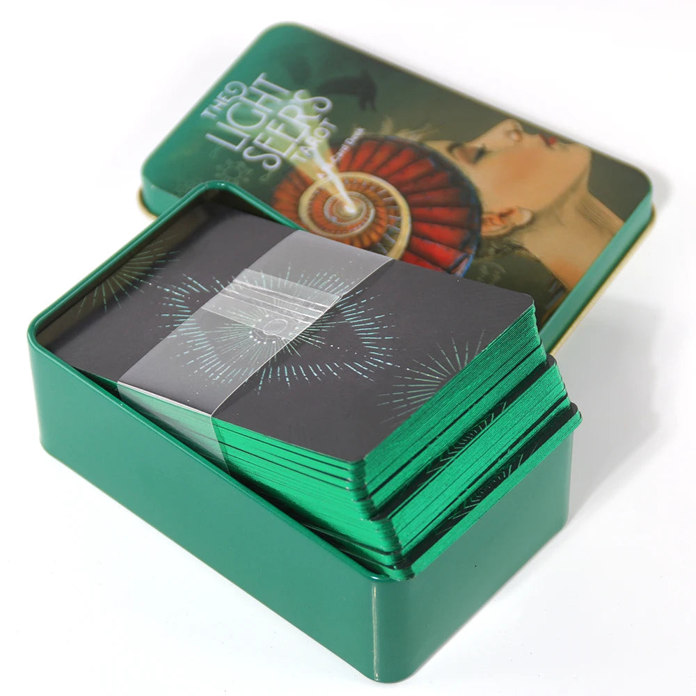 Light Seer's Tarot in a Tin Metal Box High Quality 78 Cards Gilded Edge with Paper Guidebook