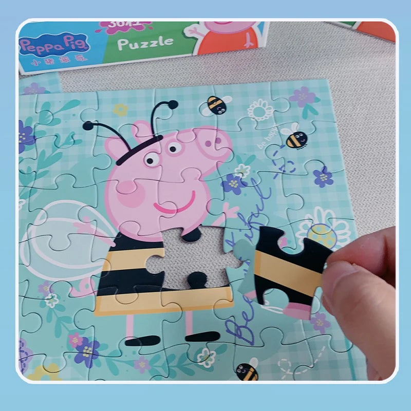 Peppa Pig Cartoon Puzzle 3-6 Year Old Children's Intelligence Building Block Toys Early Education George Plane Puzzle Gift
