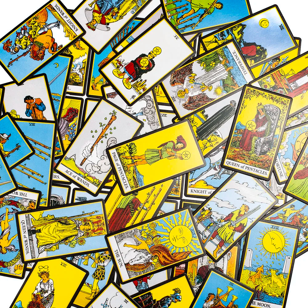 Black Classic Tarot Cards Deck 78pcs Fortune-Telling Game Set with Guidebook for Family Gatherings and Board Games