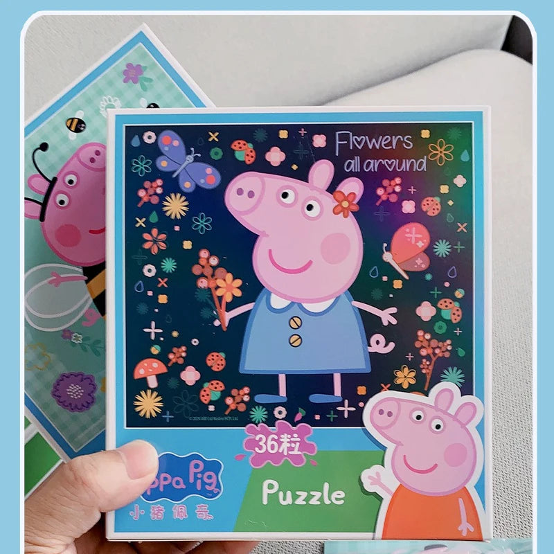 Peppa Pig Cartoon Puzzle 3-6 Year Old Children's Intelligence Building Block Toys Early Education George Plane Puzzle Gift