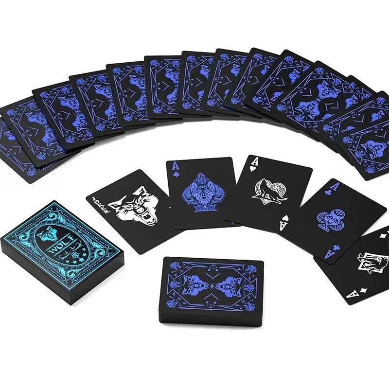 Waterproof PVC Pure Black Magic Box-Packed Plastic Playing Cards 54pcs Cards Set Deck Poker Classic Magic Tricks Tool Board Game
