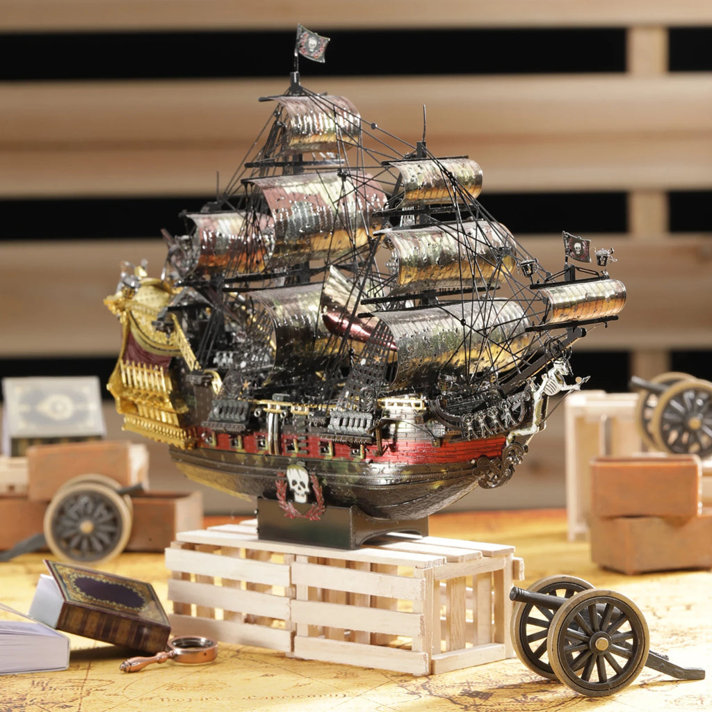 Piececool 3D Metal Puzzle The Queen Anne's Revenge Jigsaw Pirate Ship DIY Model for Teens Brain Teaser