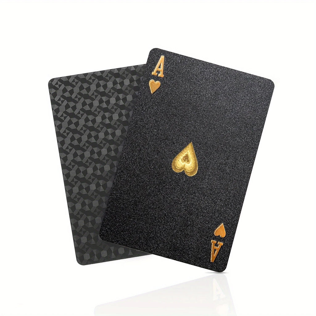 Premium Waterproof Plastic PET Poker Cards - Perfect For Family Game Nights & Parties (Black & Golden）Christmas Gift Christmas