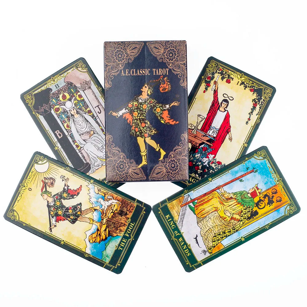 A.E.Classic Tarot Cards with Guidebook Color Edged Fortune Telling Deck for Fate Divination and Party Board Games 10.3x6.1cm