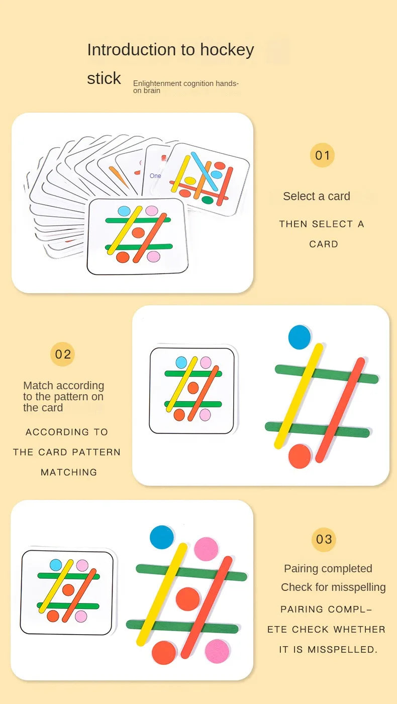 Children Montessori Puzzle Wooden 3D Jigsaw Game Tangram Stick Geometric Ring Shape Matching Kids Toddler Early Educational Toys