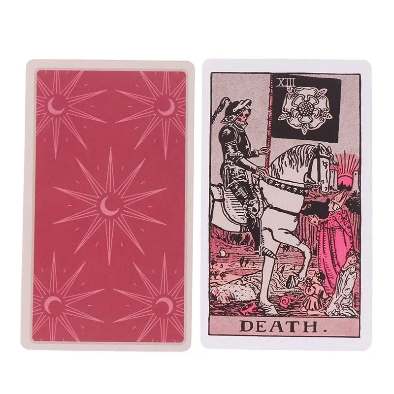 Pink Rider Waite Tarot Cards Deck Set for Beginners Prophecy Divination Deck Family Party Board Fate Card Fortune Telling Game