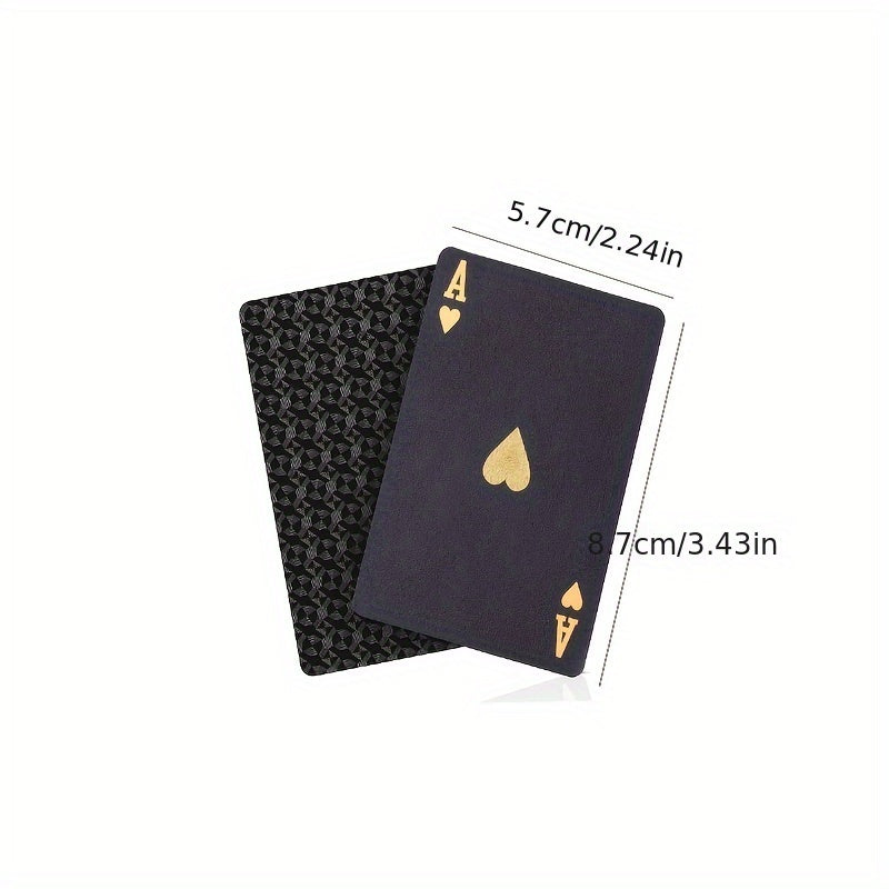 Premium Waterproof Plastic PET Poker Cards - Perfect For Family Game Nights & Parties (Black & Golden）Christmas Gift Christmas