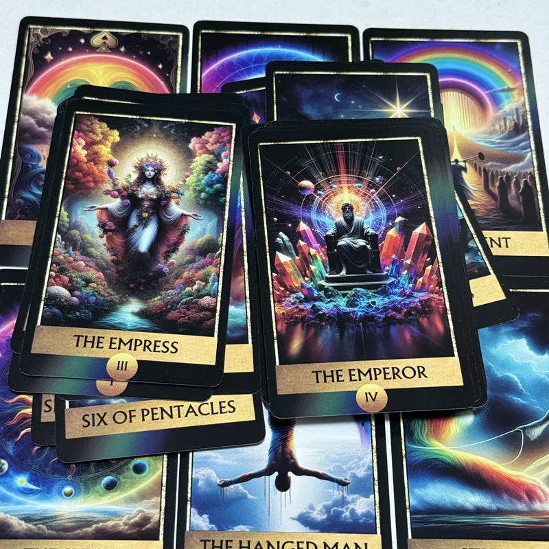 The Rainbow Tarot Cards A 78 Colorful Oracle Deck English Visions Divination Edition Borad Playing Games