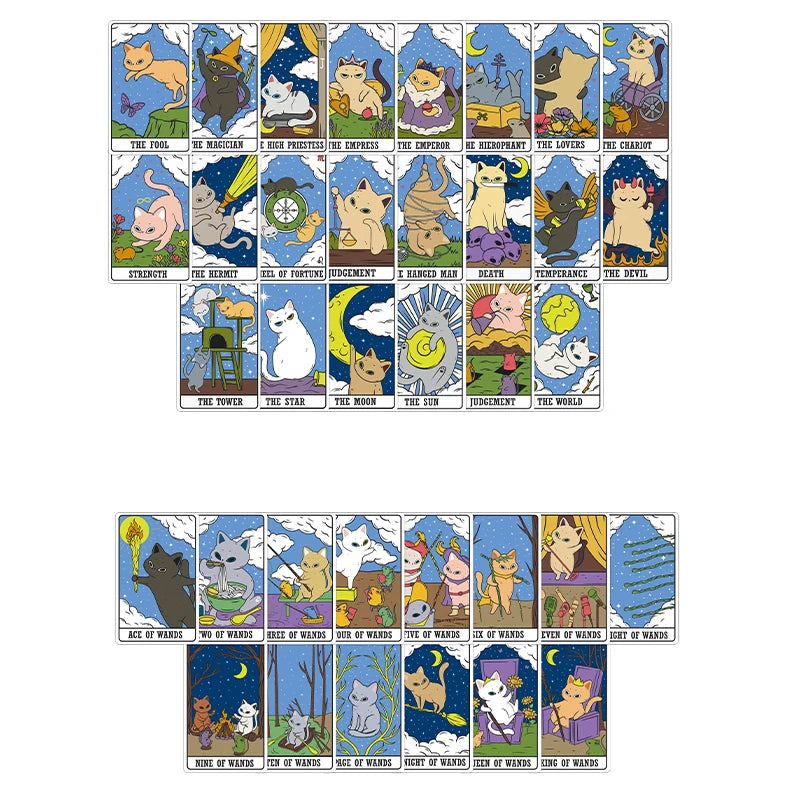 [VANCARD'S] Leisurely Cat Tarot Cards, Playing Tarot Decks Cute Animal