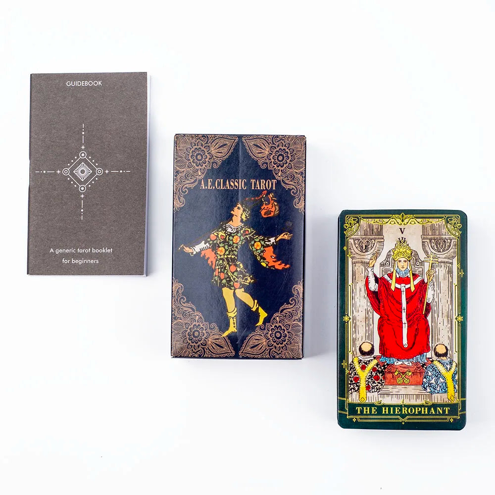 A.E.Classic Tarot Cards with Guidebook Color Edged Fortune Telling Deck for Fate Divination and Party Board Games 10.3x6.1cm