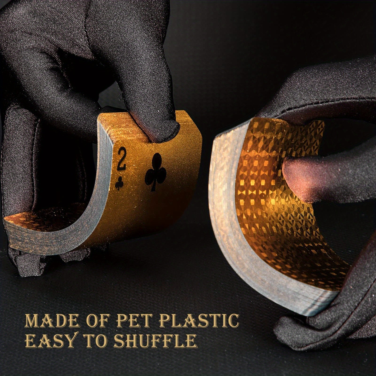 Premium Waterproof Plastic PET Poker Cards - Perfect For Family Game Nights & Parties (Black & Golden）Christmas Gift Christmas