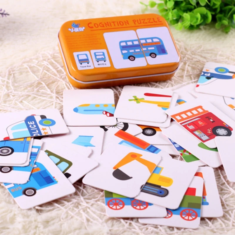 Baby Puzzle Montessori Educational Toys Wood 3D Puzzle Games Iron Box children Puzzles Jigsaw Wooden Puzzles For Kids 2 3 4 Year