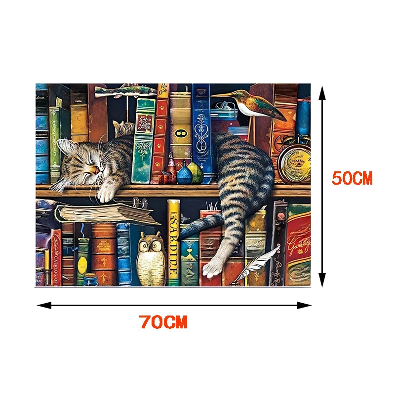 1000 Pieces Tally Cat Jigsaw Puzzles for Adults Home Decor Games Family Fun Floor Puzzles Educational Toys for Kids