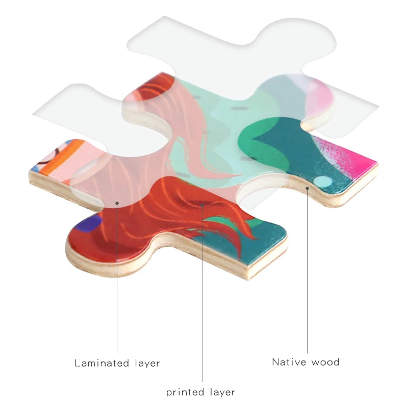 60PCS Wooden Jigsaw Color 3D Puzzle Cartoon Characters Animal Early Educational Learning Logical Thinking Focus Puzzle Toys Gift