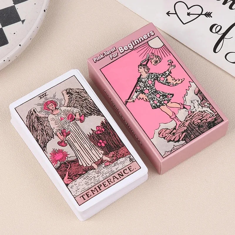 Pink Rider Waite Tarot Cards Deck Set for Beginners Prophecy Divination Deck Family Party Board Fate Card Fortune Telling Game