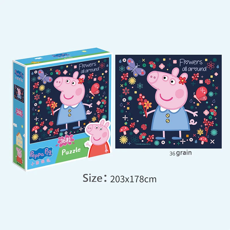 Peppa Pig Cartoon Puzzle 3-6 Year Old Children's Intelligence Building Block Toys Early Education George Plane Puzzle Gift