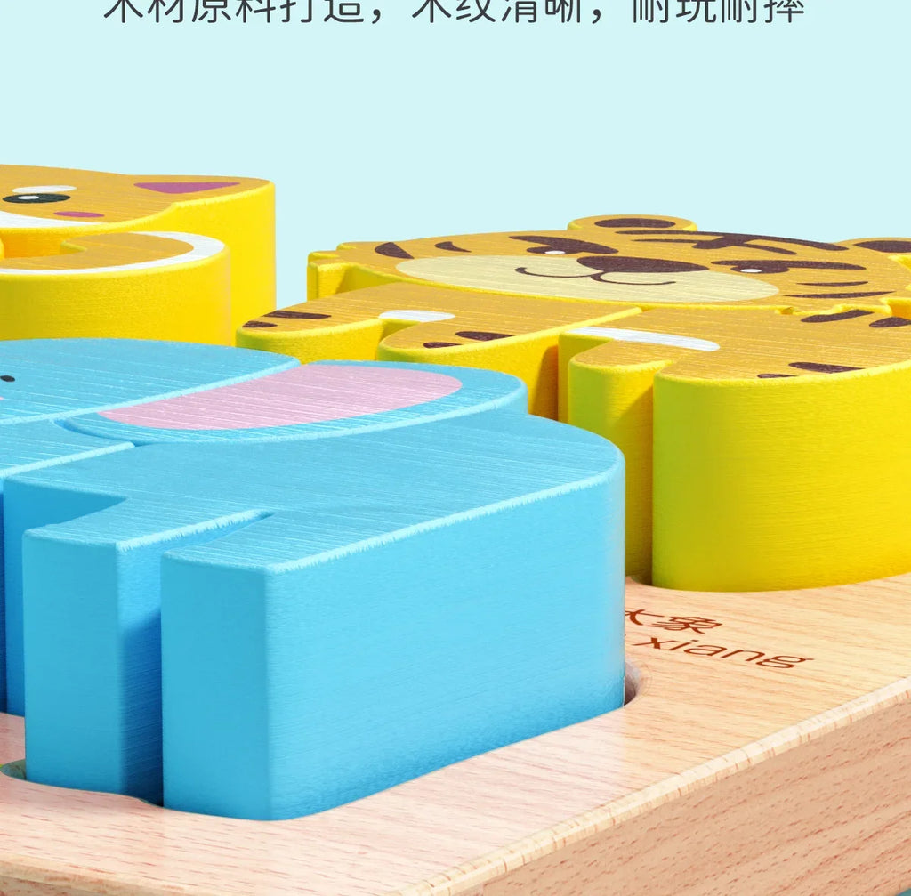 Montessori Cartoon 3D Wooden Puzzle Animal Traffic Jigsaw Toys for Kids Early Learning Educational Cognitive Game Children Gifts