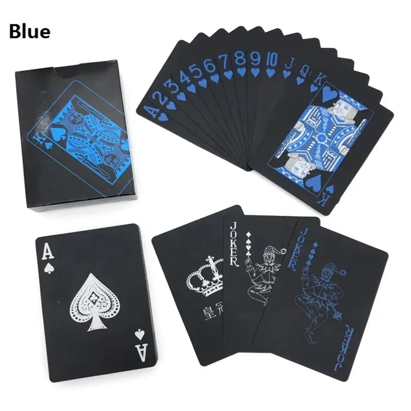 High Quality 1 Set Black Foil Plated Poker Cards Waterproof Playing Card Limited Edition Collection Magic Poker Creative Gift