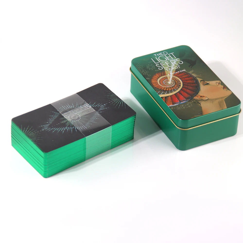 Light Seer's Tarot in a Tin Metal Box High Quality 78 Cards Gilded Edge with Paper Guidebook