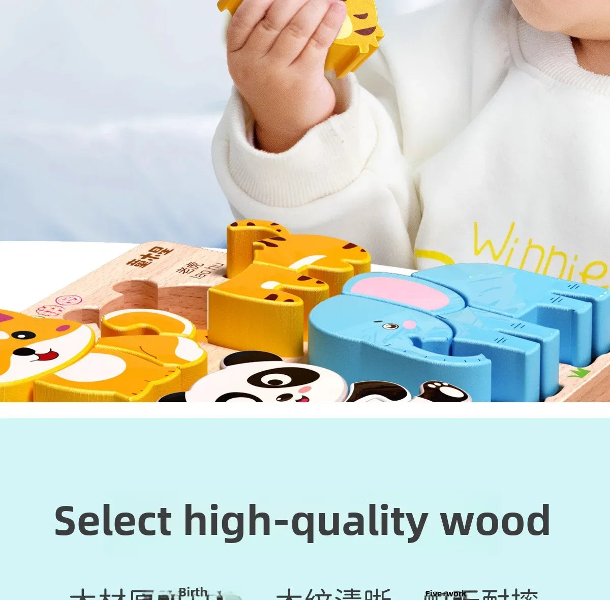 Montessori Cartoon 3D Wooden Puzzle Animal Traffic Jigsaw Toys for Kids Early Learning Educational Cognitive Game Children Gifts